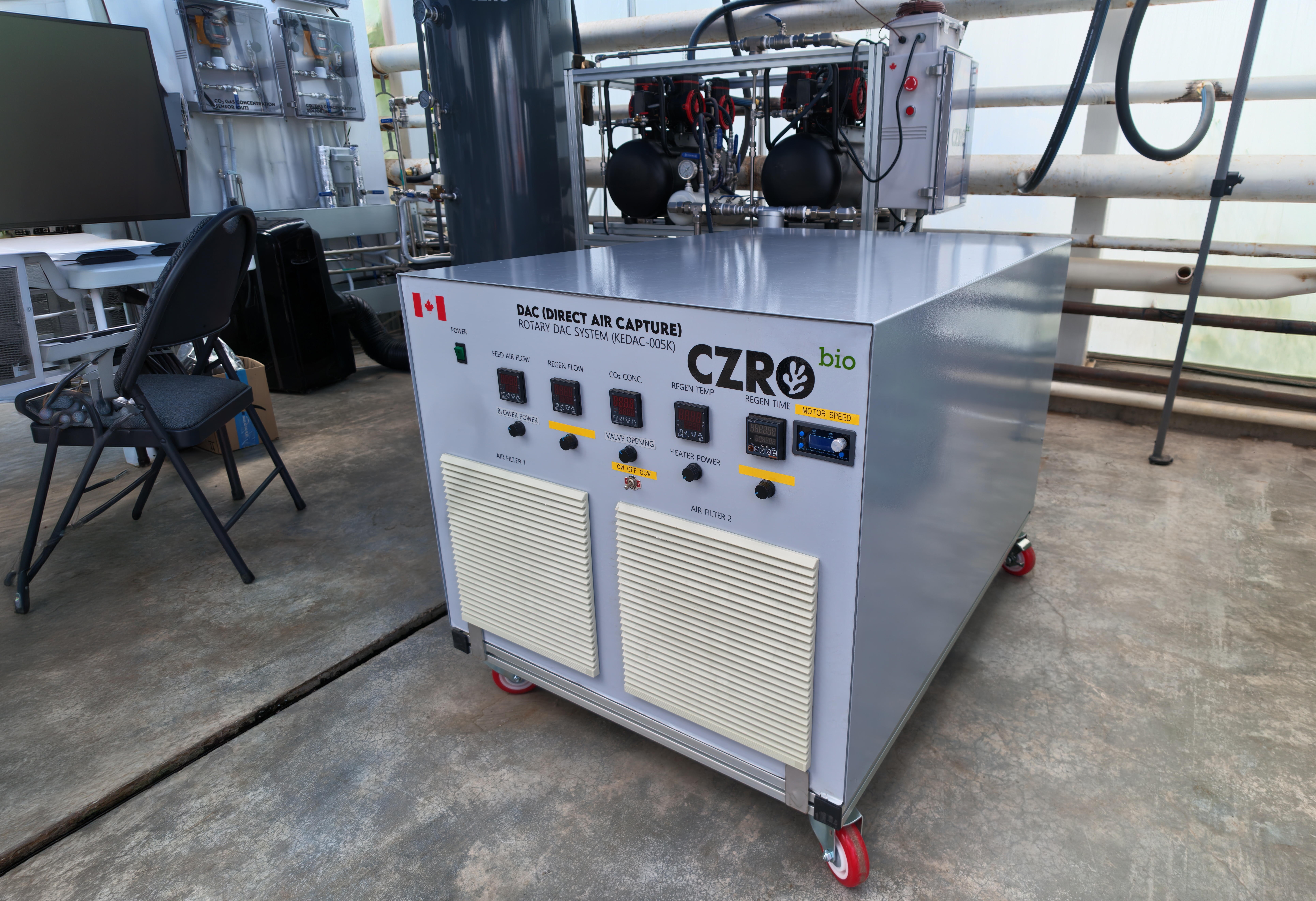 CZRO Bio’s Direct Air Capture system, designed to capture CO₂ directly from the atmosphere for use in microalgae cultivation.